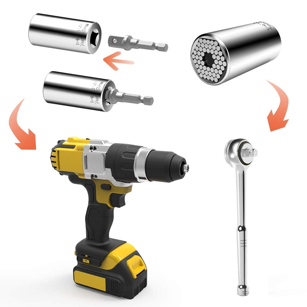 Universal Self-Adjusting Socket 7-19mm 1/4-3/4in for Ratchet & Drill