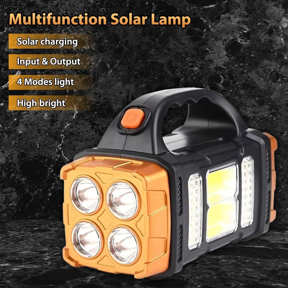 IFTHFOUR Solar Flashlight USB-C Rechargeable LED Work Light Waterproof