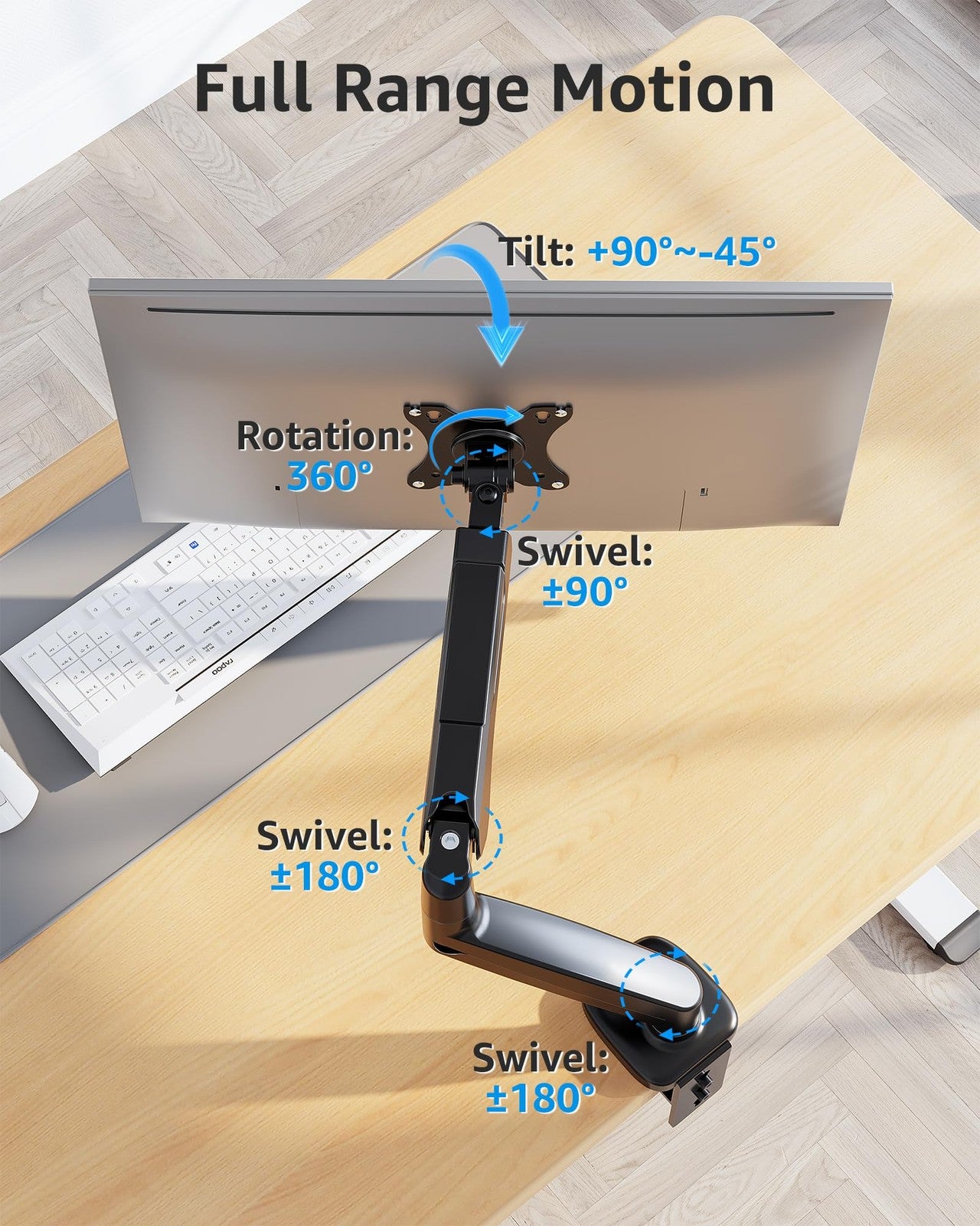 Single Monitor Desk Mount Arm for 17-32" Screens Holds 4.4-17.6 lbs VESA 75/100