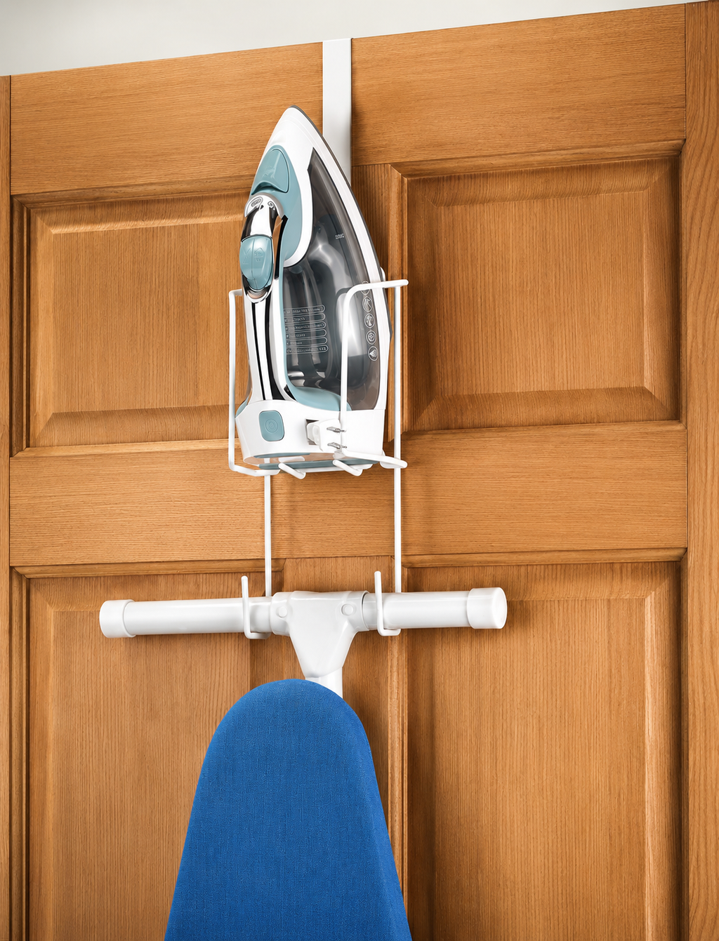 Wire Over The Door Ironing Caddy  Iron and Ironing Board Storage Organizer White