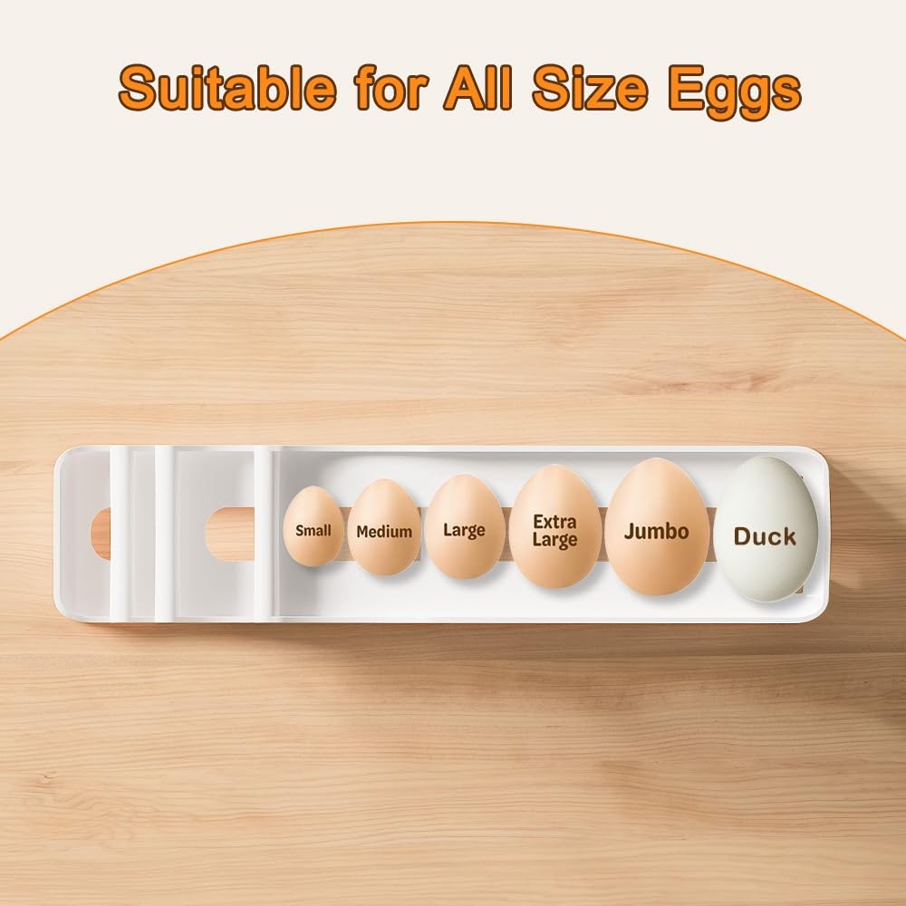 24-Egg Auto Rolling Egg Holder for Fridge 4-Tier Slim Refrigerator Organizer