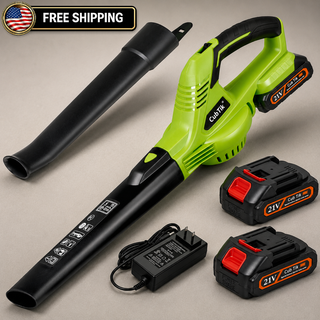 Cordless Leaf Blower 21V Battery Powered 2 Batteries Lawn Patio Yard Cleaner