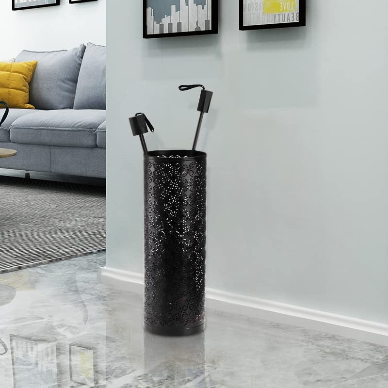 Metal Round Umbrella Stand Rack, Free Standing Umbrella Holder Bin, Canes Holder