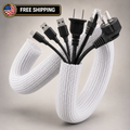AGPTEK White Cable Sleeve 2 Pack 5ft - 1.2 Inch Cable Management Desk Cord Cover
