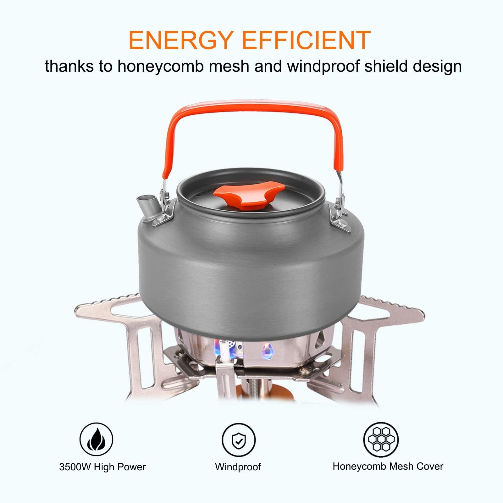 Portable Camping Stove Windproof Piezo Ignition Burner w Adapter Hiking
