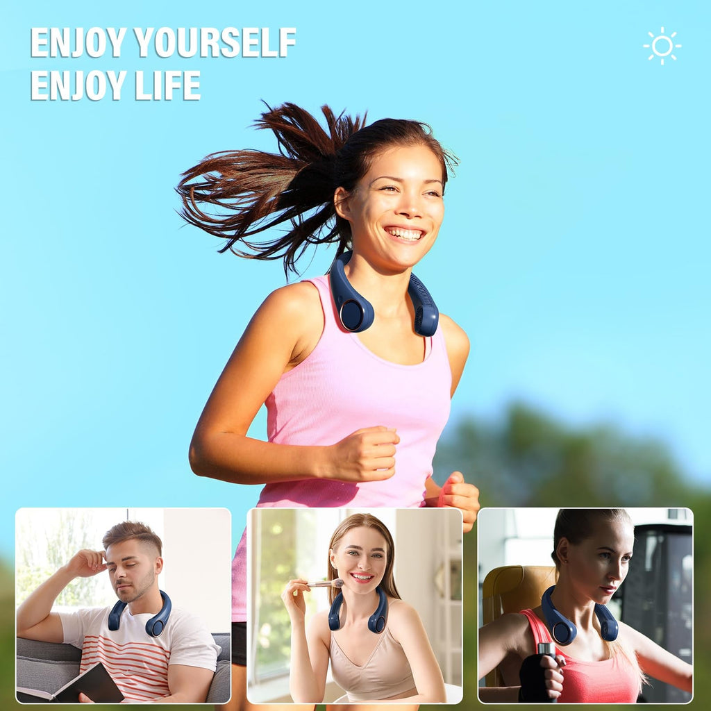 Morelax Bladeless Neck Fan Rechargeable 360 Cooling Hands-Free Quiet Travel