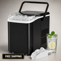 Portable Countertop Ice Maker 26lb/24H 9 Bullet Ice Cubes Basket Scoop Black