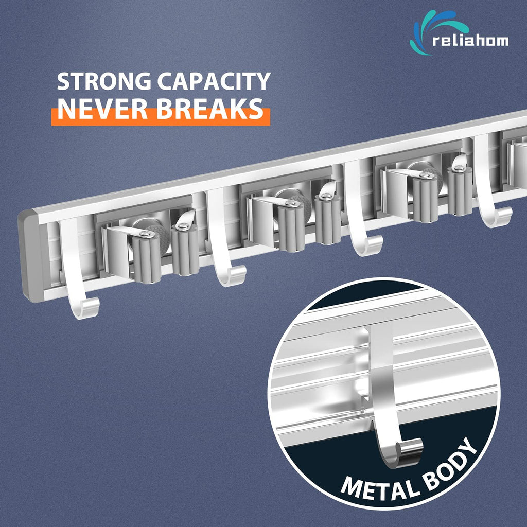 Adjustable Broom Holder Wall Mount, Mop Storage Tool Racks, Broom Hanger Tool.