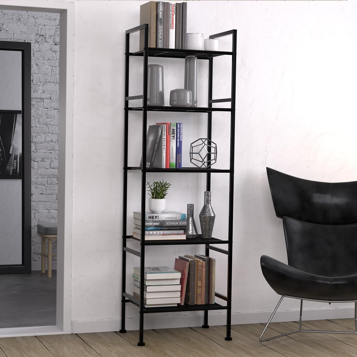 5 Tier Metal Storage Shelf Rack Narrow Shelving Unit Pantry Kitchen Organizer