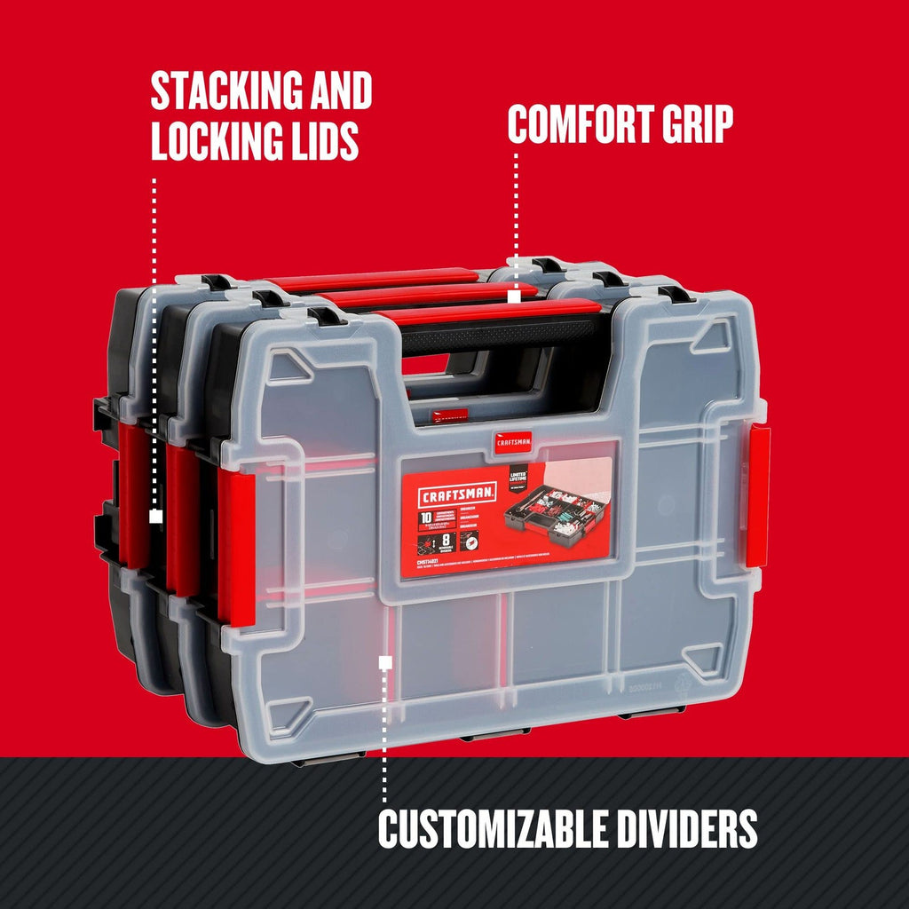 CRAFTSMAN 3-Pack 10-Compartment Small Parts Organizer Cases CMST60964M