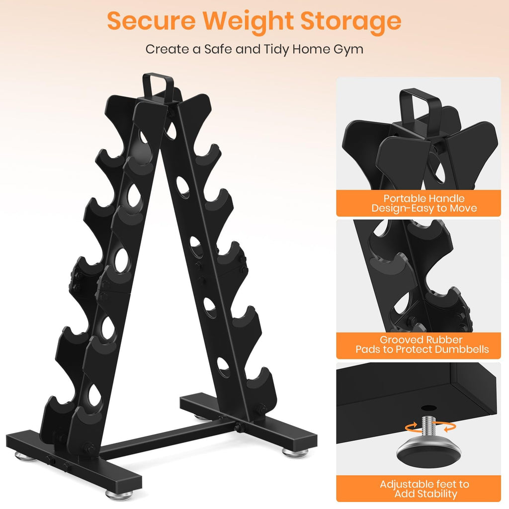TomCare 5-Tier Dumbbell Rack Stand Metal A-Frame Weight Holder Home Gym
