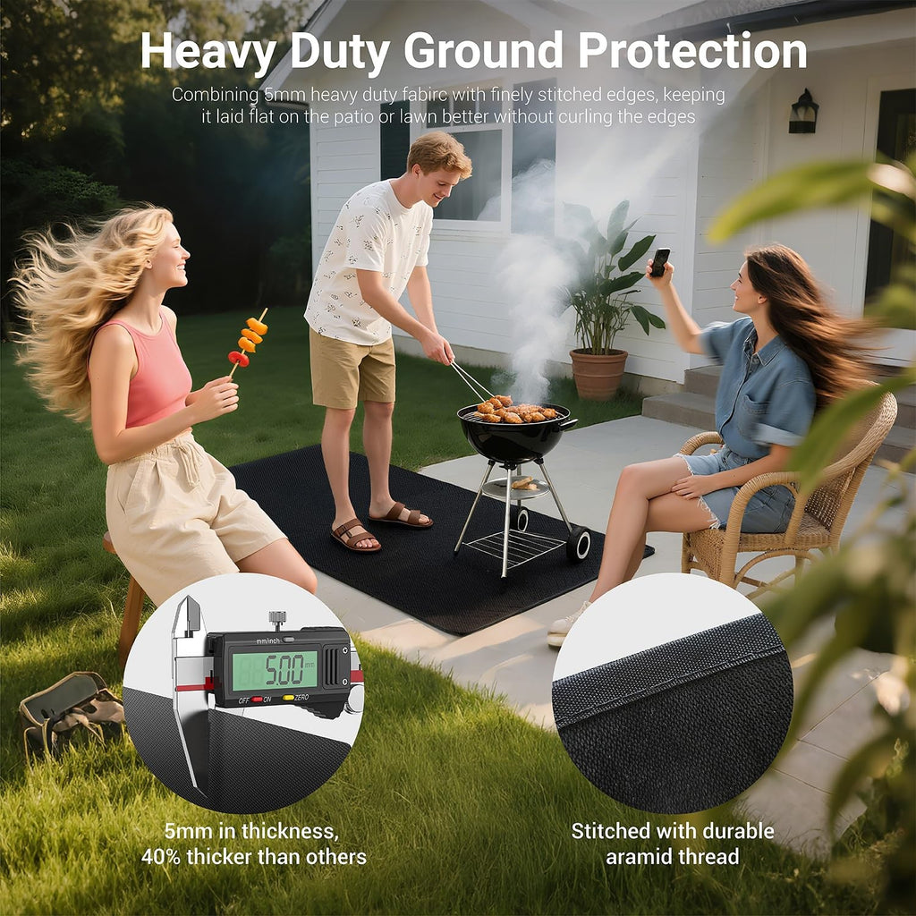 Under Grill Mats for Outdoor Grill, Thickened Double-Sided Fireproof Grill Pad