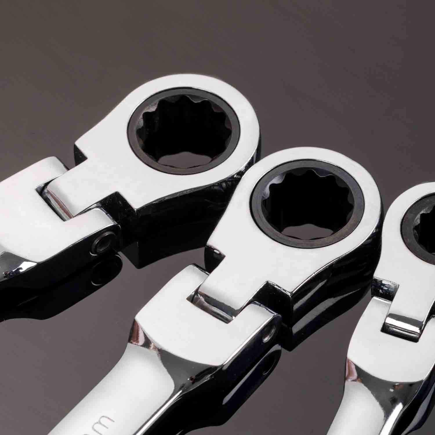 SAE Flex Head Ratcheting Wrench Set 8-Pc 5/16"-3/4" 72-Tooth CR-V