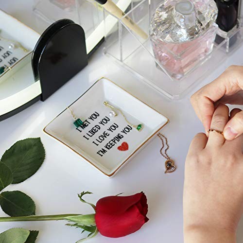 Ceramic Ring Dish Jewelry Tray Gift for Wife Organizer Vanity Nightstand Decor