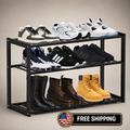 3 Tier Bamboo Shoe Rack for Entryway Closet Hallway Bedroom Garage Stackable