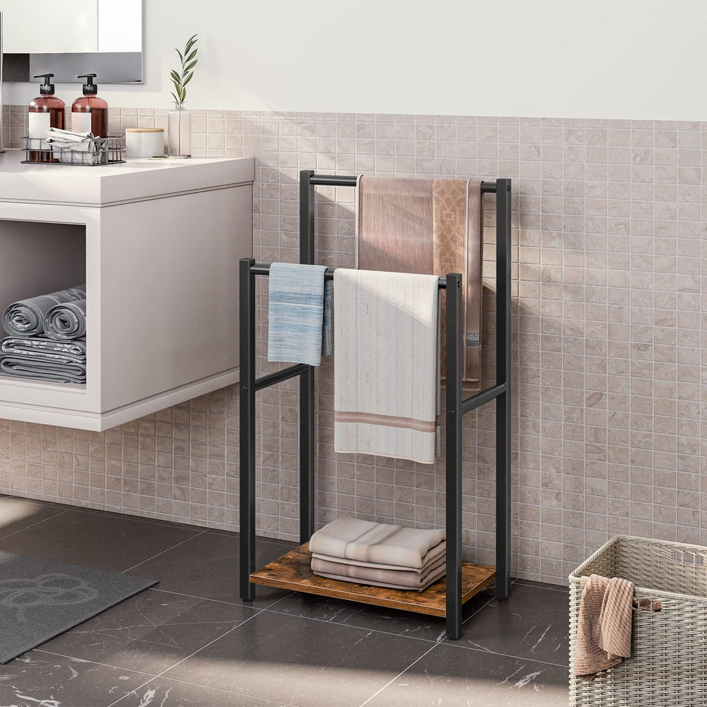 Free Standing Towel Rack for Bathroom 2 Tier Blanket Rk 16.5" L x 9.4" W x 31.5"