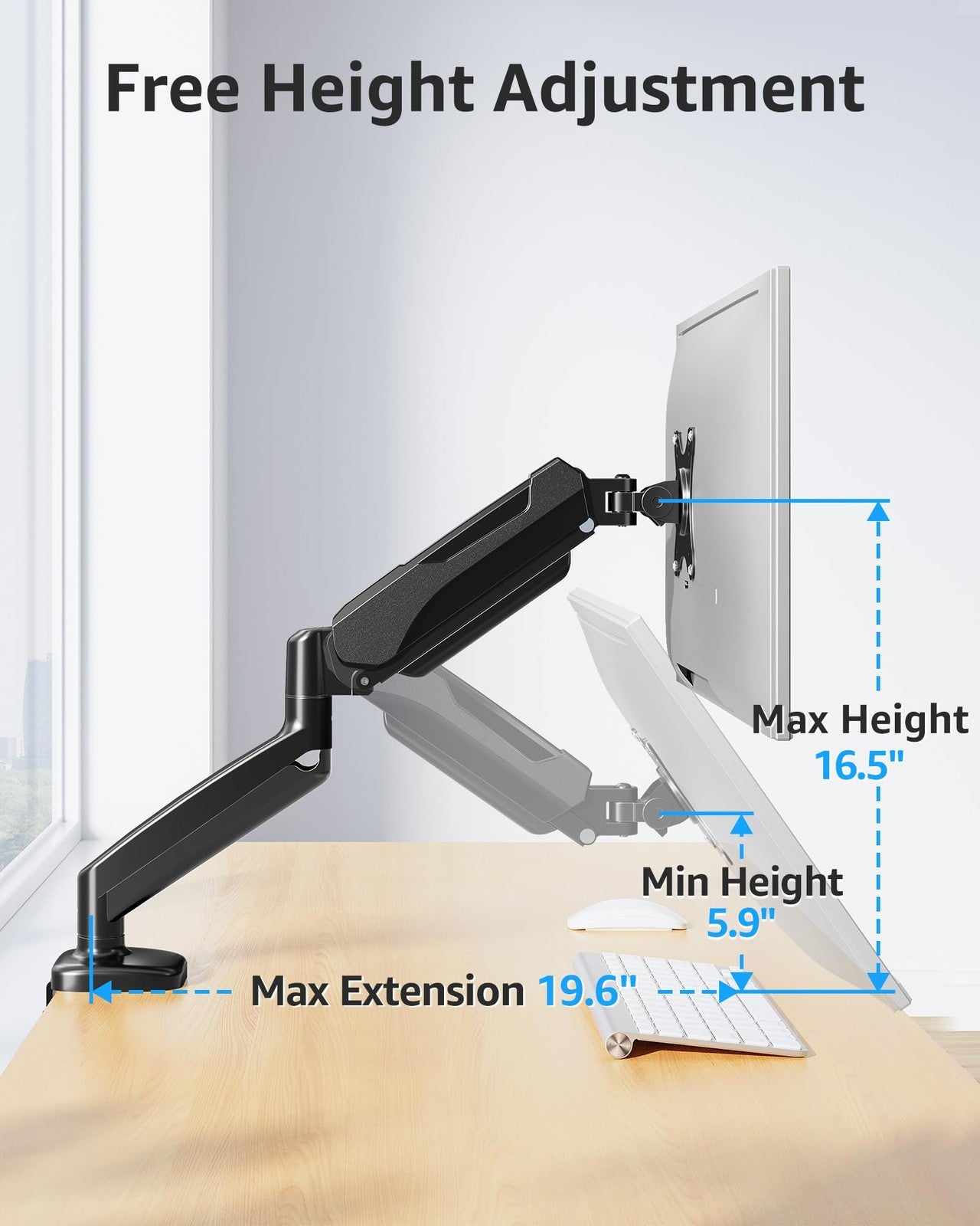 Single Monitor Desk Mount Arm for 17-32" Screens Holds 4.4-17.6 lbs VESA 75/100