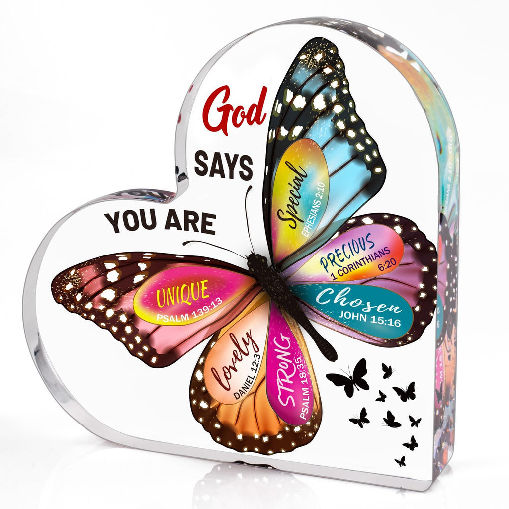 Christian Inspirational Decor Butterfly Bible Verse Desk Sign Home Office