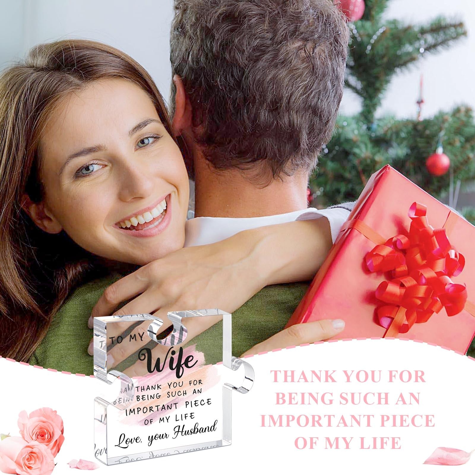 LukieJac Acrylic Puzzle Plaque Gift for Wife Romantic Keepsake Desk Home Decor