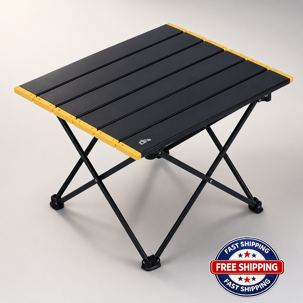 Ultralight Folding Camping Table Small Black w/ Carry Bag 16"x13.6" 66 lb