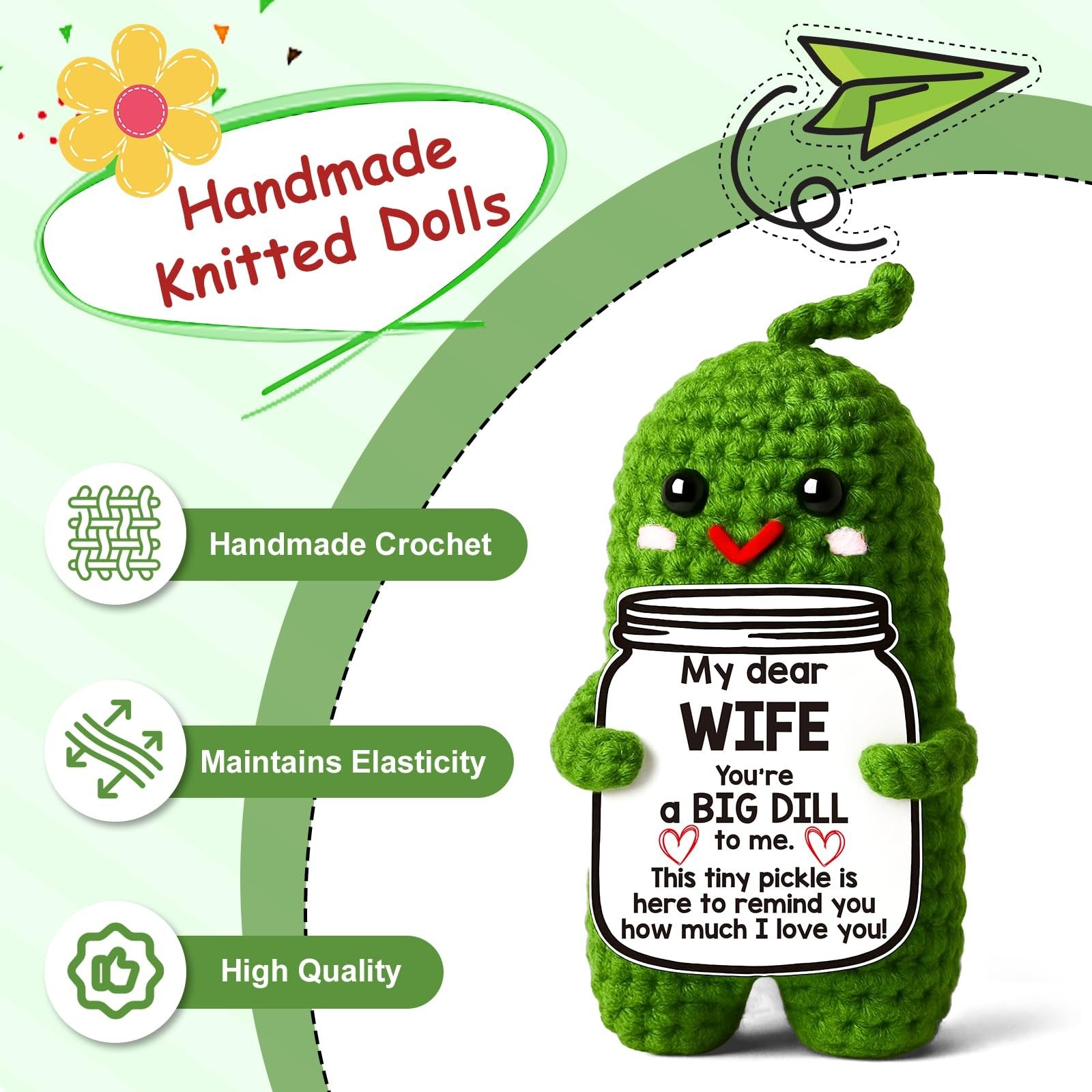 Crochet Pickle Gift for Wife Funny Romantic Keepsake Cute Desk Decor