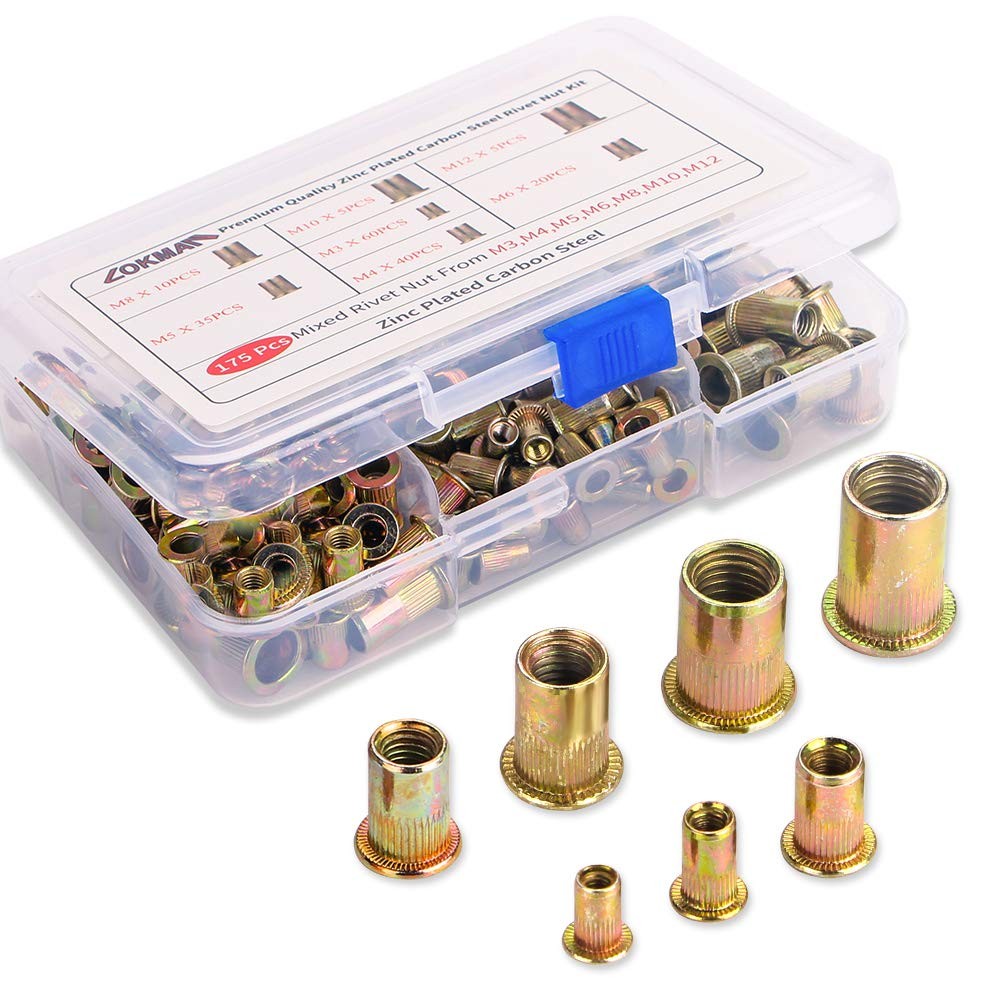 Rivet Nut Assortment Kit 175pcs Metric M3–M12 Threaded Inserts Set
