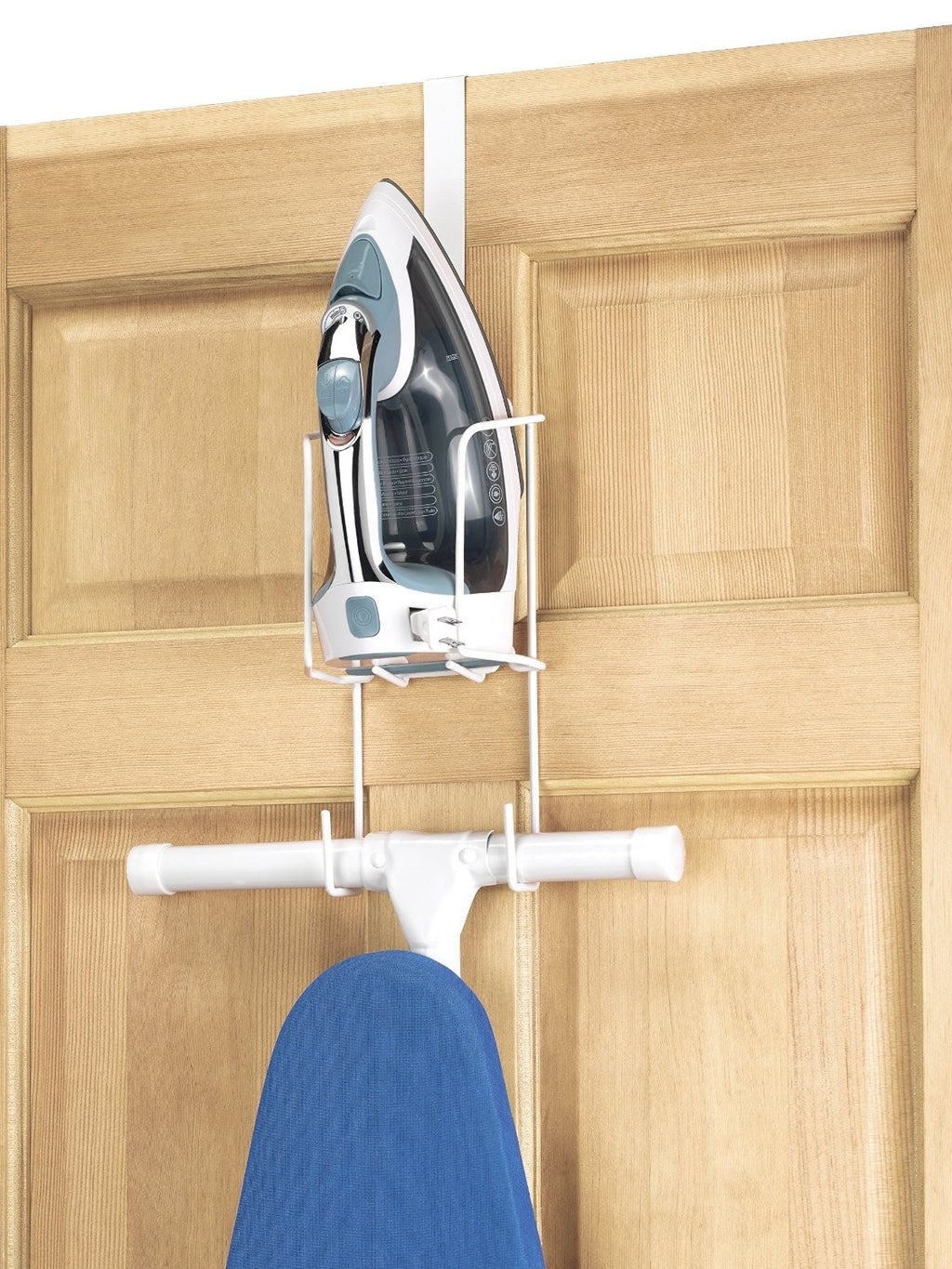 Wire Over The Door Ironing Caddy  Iron and Ironing Board Storage Organizer White