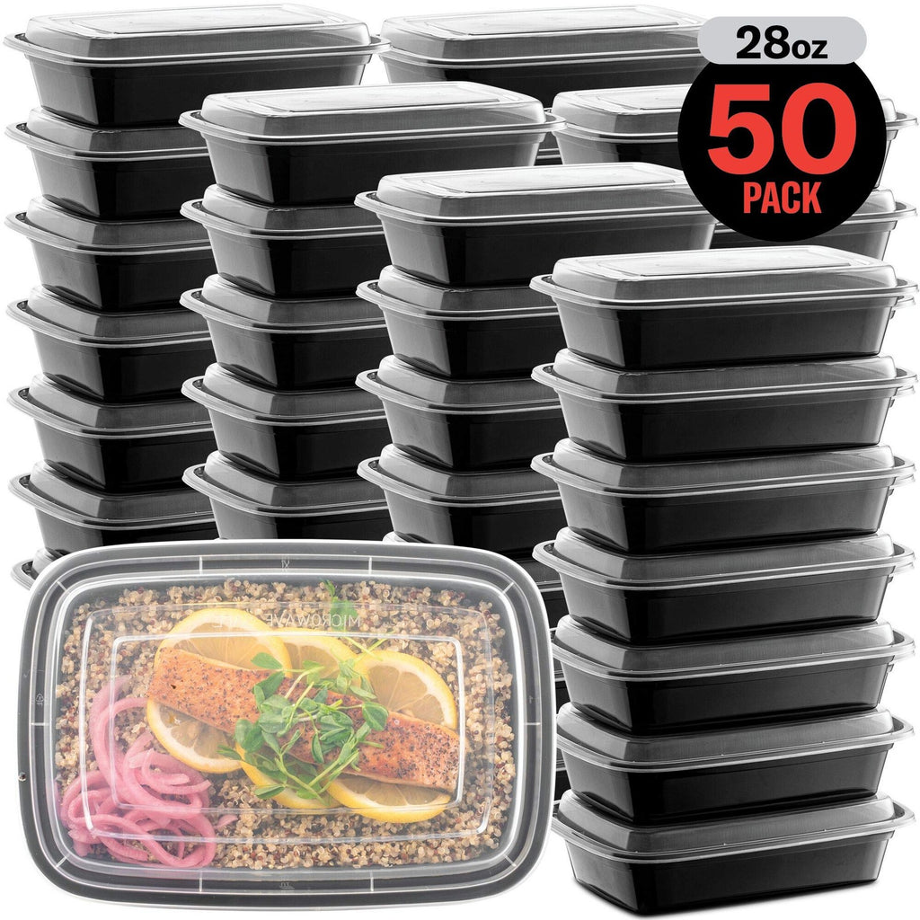 50-Pack 28oz Meal Prep Containers w/Lids 1 Compartment Microwave Safe