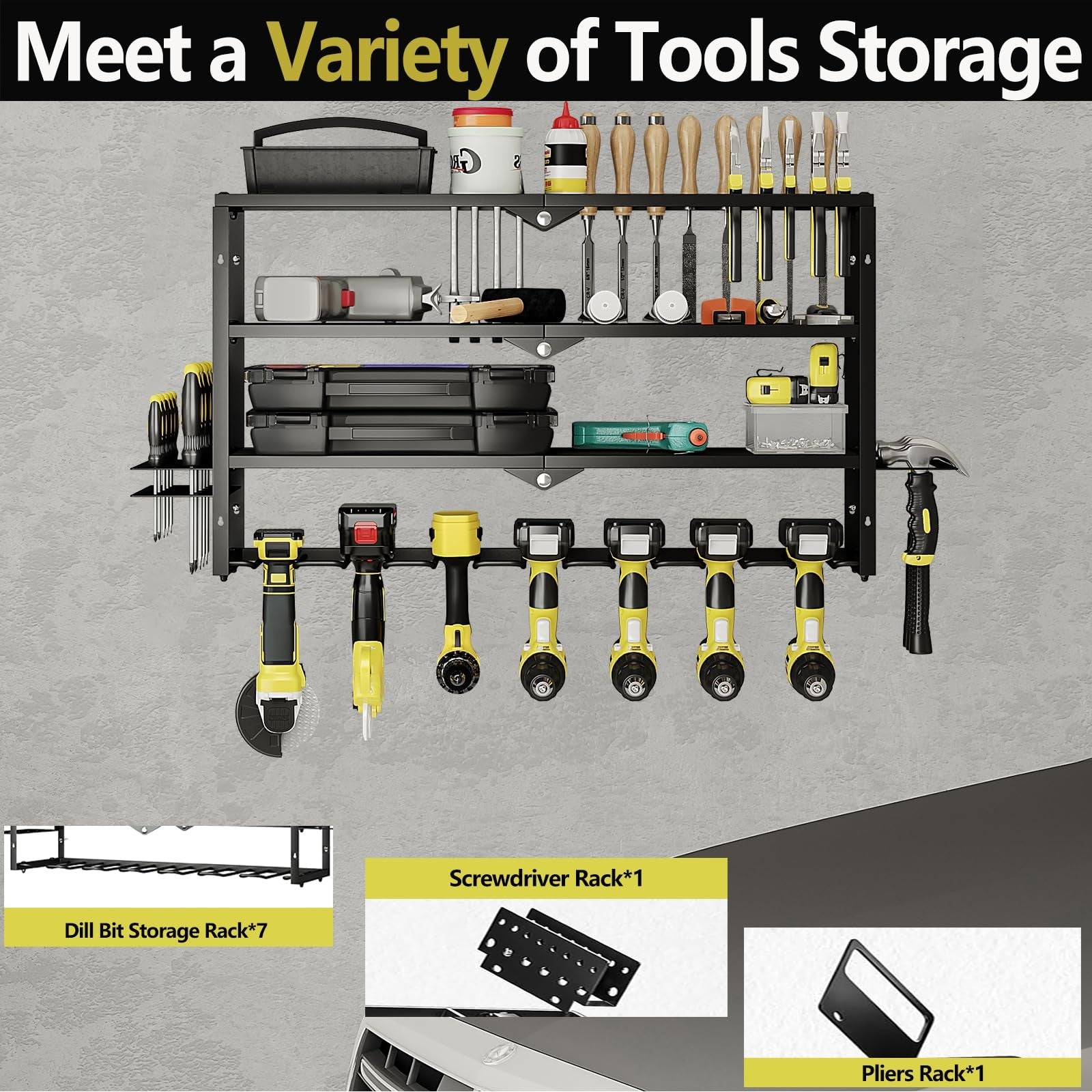 AZERPIAN Tool Organizer Heavy Duty Power Wall Mount for Drill and Cordless Tools
