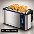 Elite Gourmet 4 Slice Long Slot Toaster Wide Slots Warming Rack Extra wide