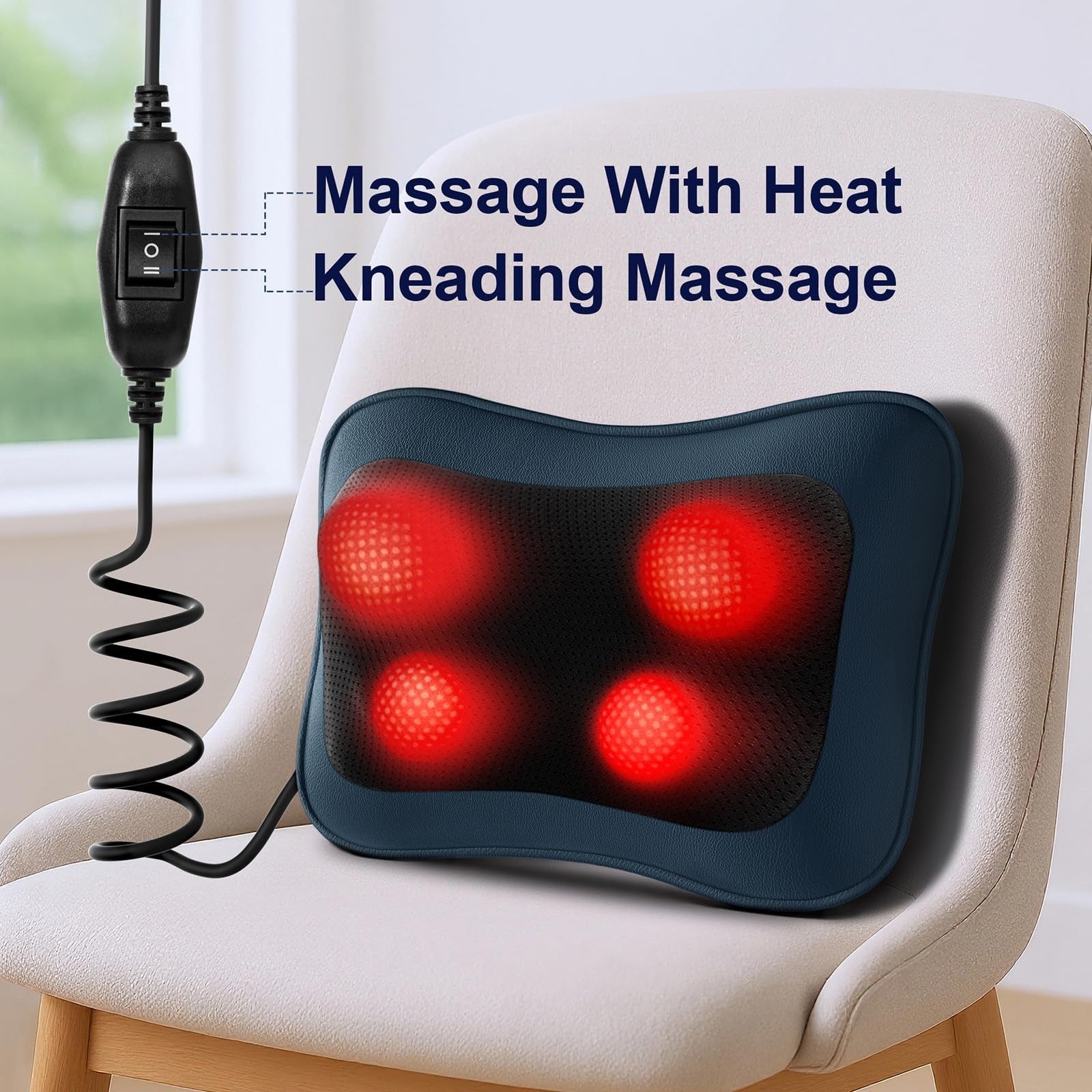 Shiatsu Back Neck Massager with Heat Deep Tissue Pain Relief Relaxation Home Car