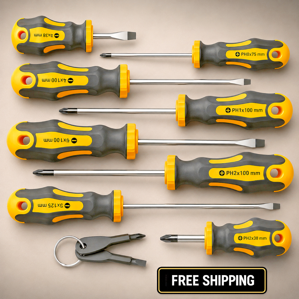 Magnetic Screwdriver Set 10Pc Phillips & Slotted Cushion Grip Repair Tools