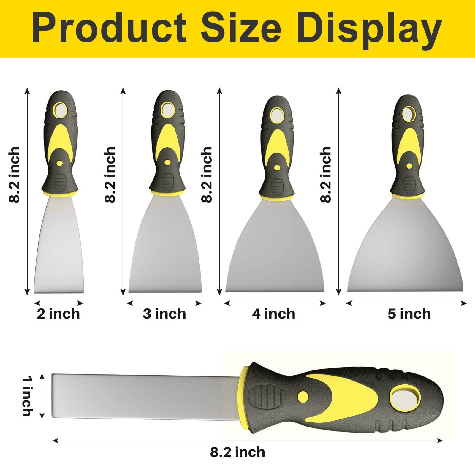 Putty Knife Set 5Pc 1–5 Inch Stainless Steel Paint Scraper Drywall Spackle Tool