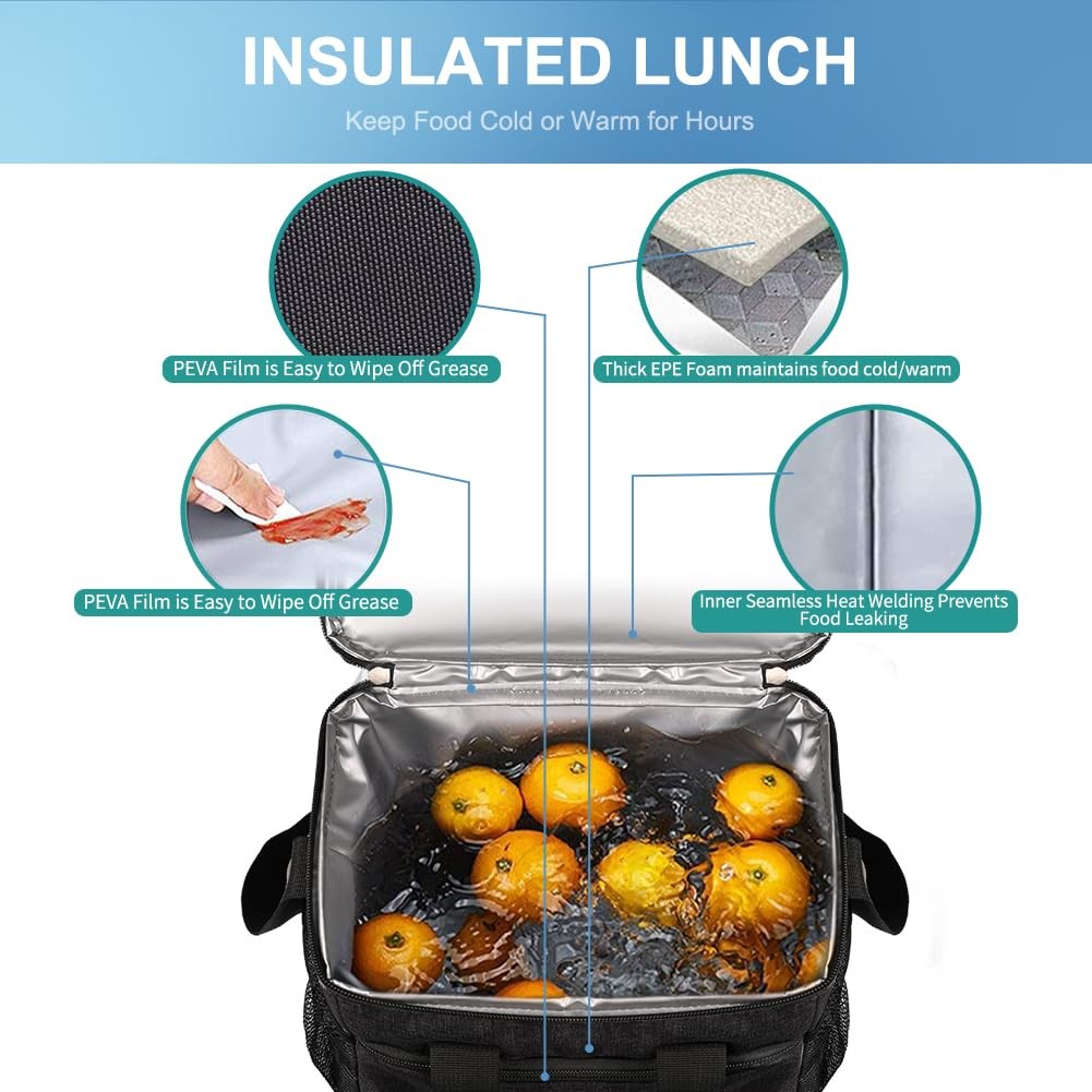 iknoe Insulated Lunch Bag Leakproof Cooler Foldable Work Travel Picnic
