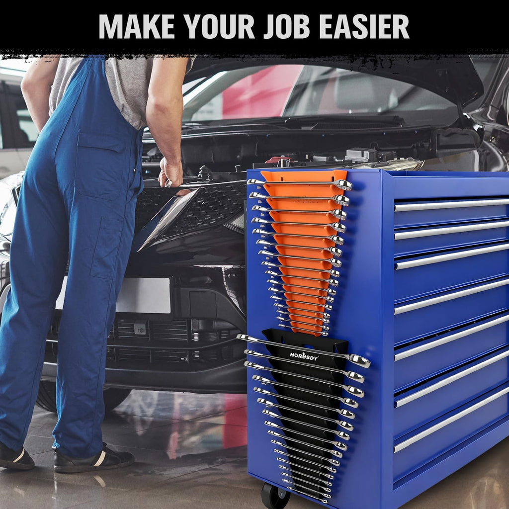 Magnetic Wrench Organizer 32 Slot SAE & Metric Toolbox Drawer Rack