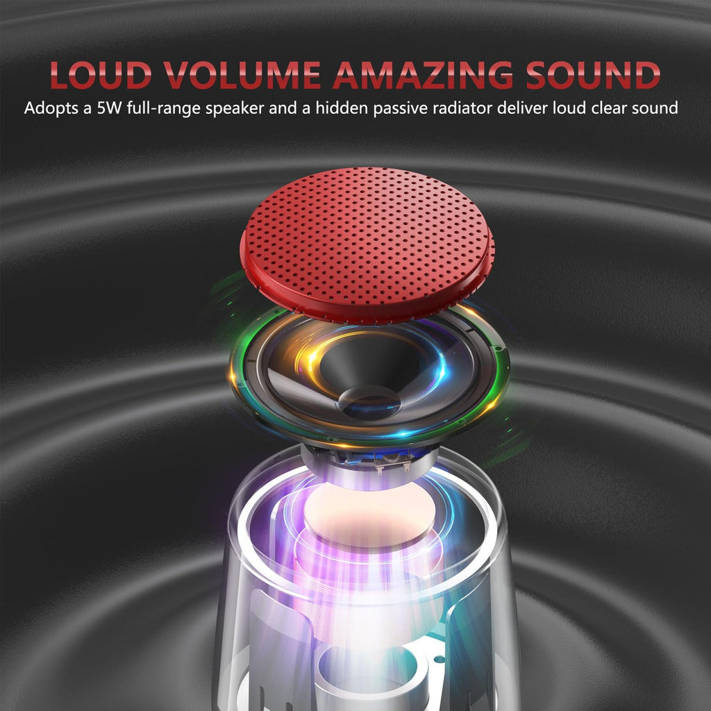 NSMY Mini Bluetooth Speaker Waterproof Pocket Portable Bass Audio Red