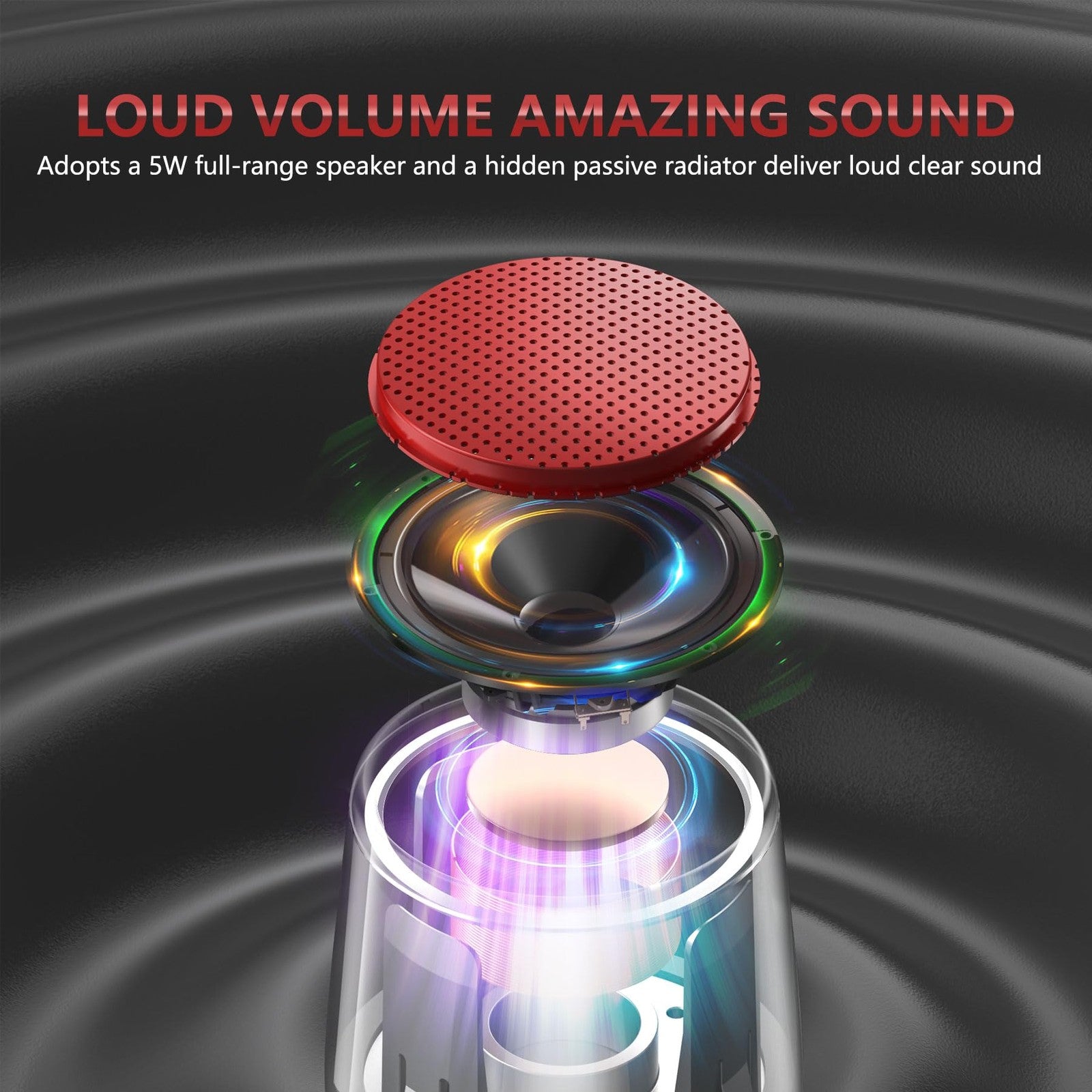 NSMY Mini Bluetooth Speaker Waterproof Pocket Portable Bass Audio Red