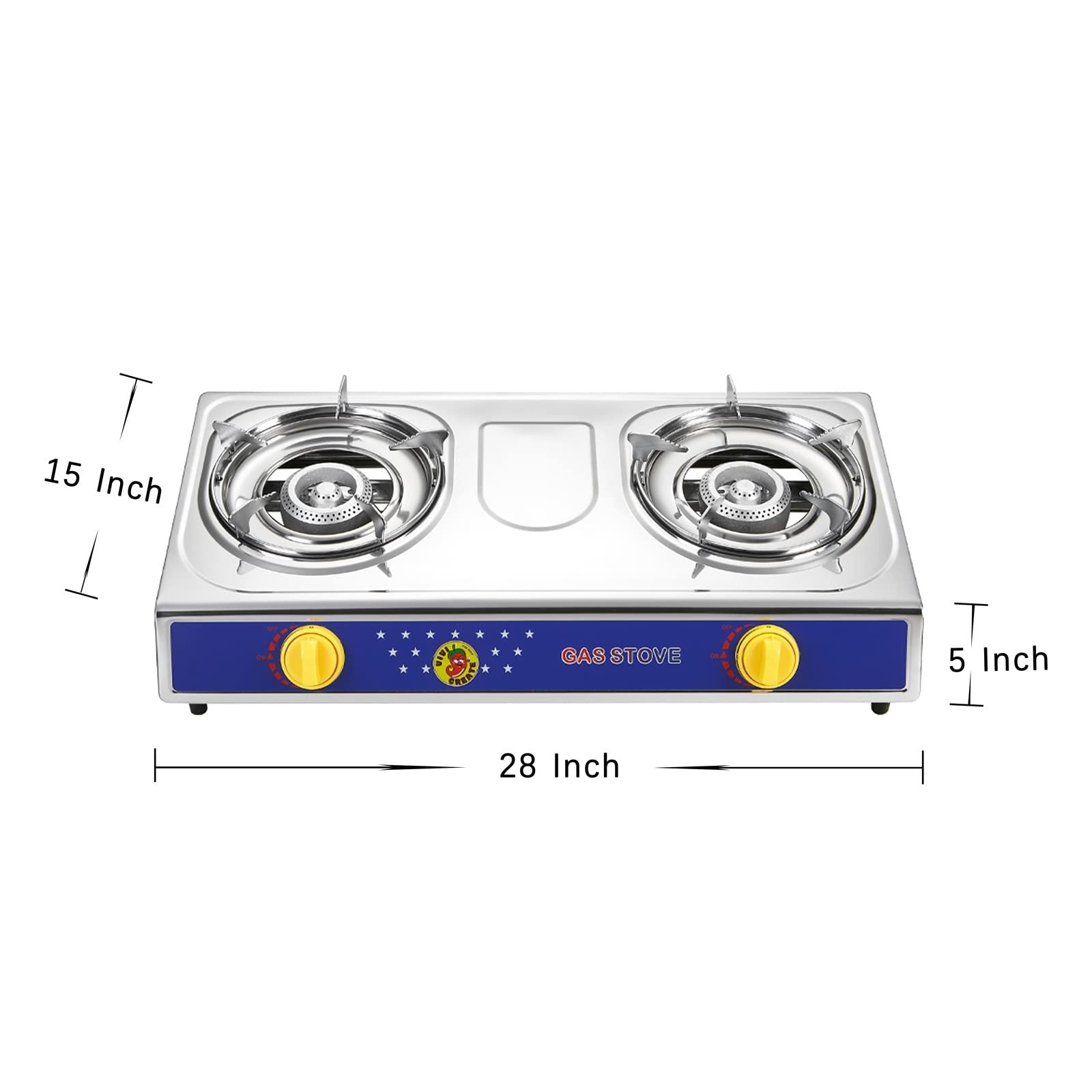 Vivicreate 2 Burner Propane Stove Portable Camping Cooktop Auto Ignition w Hose