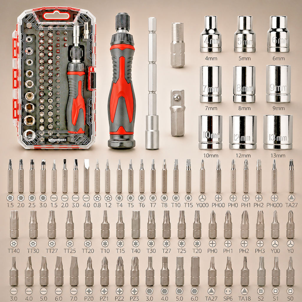 Magnetic Ratcheting Wrench and Electronics Precision Screwdriver Tool Set, 73-Pc