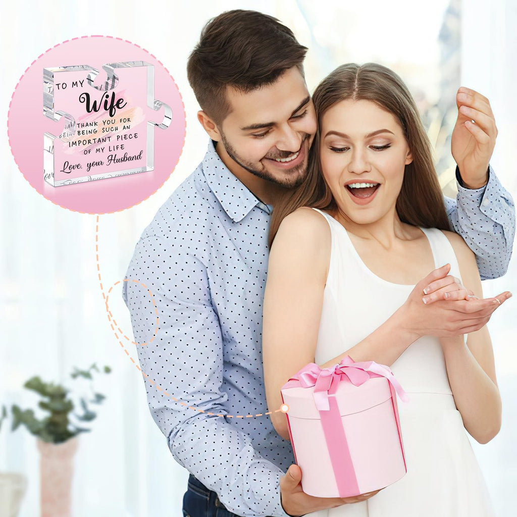 LukieJac Acrylic Puzzle Plaque Gift for Wife Romantic Keepsake Desk Home Decor