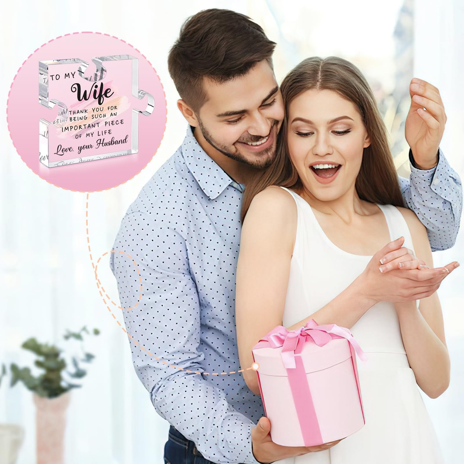LukieJac Acrylic Puzzle Plaque Gift for Wife Romantic Keepsake Desk Home Decor