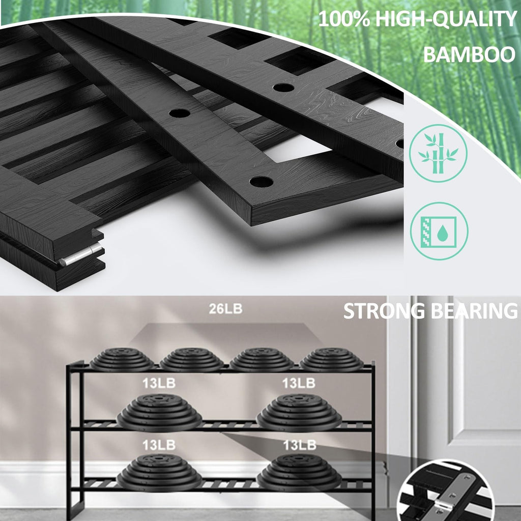 3 Tier Bamboo Shoe Rack for Entryway Closet Hallway Bedroom Garage Stackable