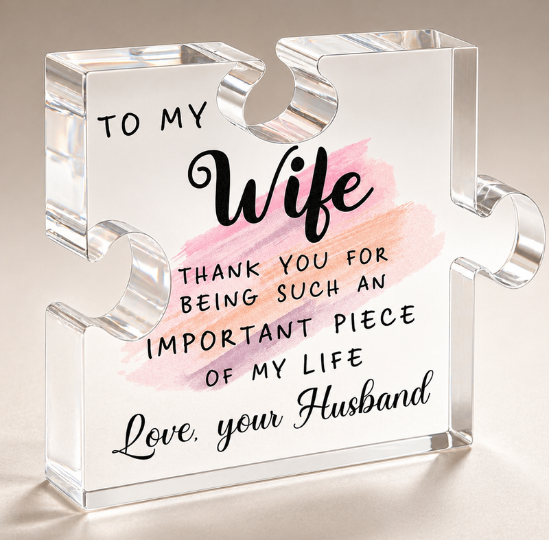 LukieJac Acrylic Puzzle Plaque Gift for Wife Romantic Keepsake Desk Home Decor