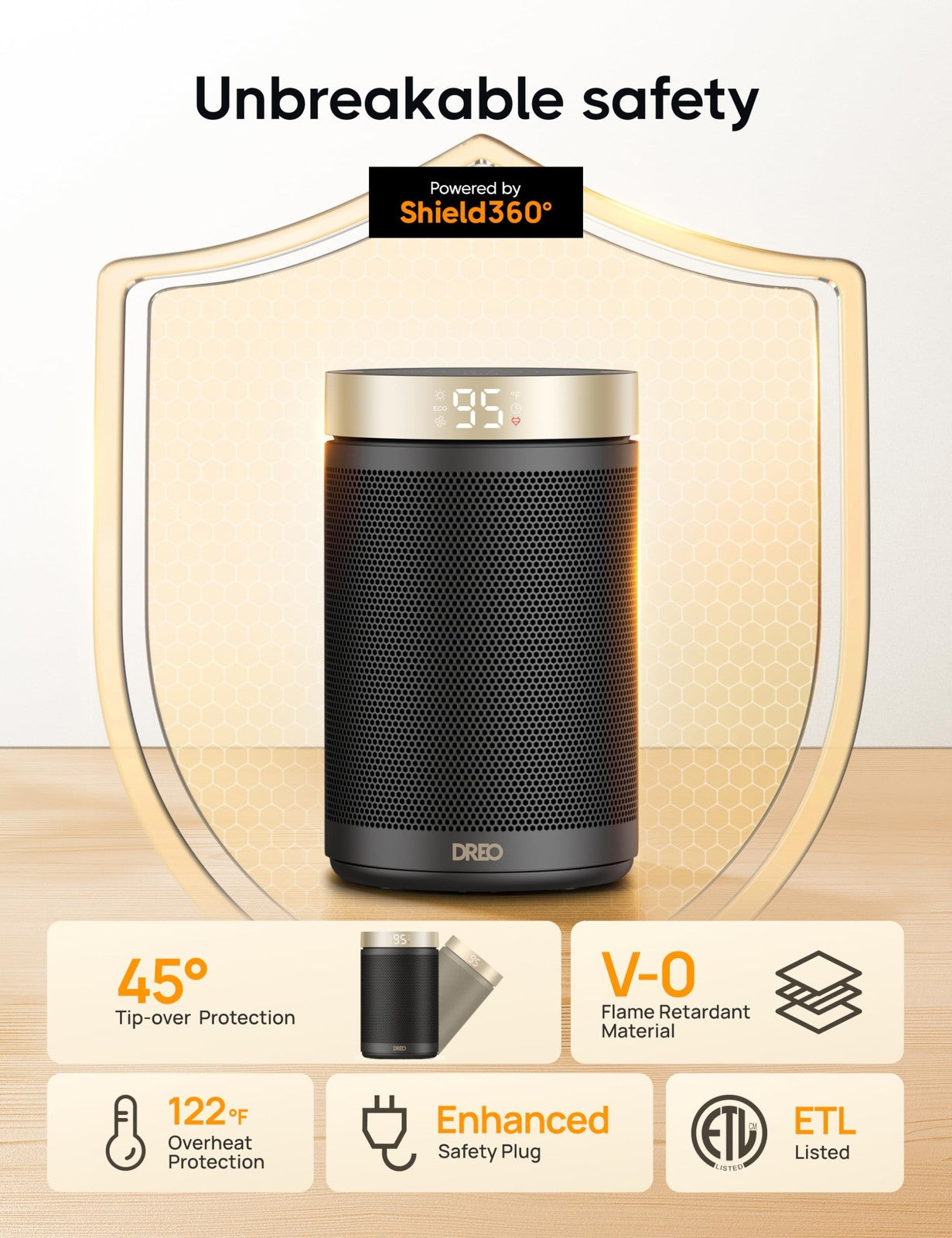 DREO Space Heater Portable 1500W Ceramic Fast Heat Thermostat Remote Home