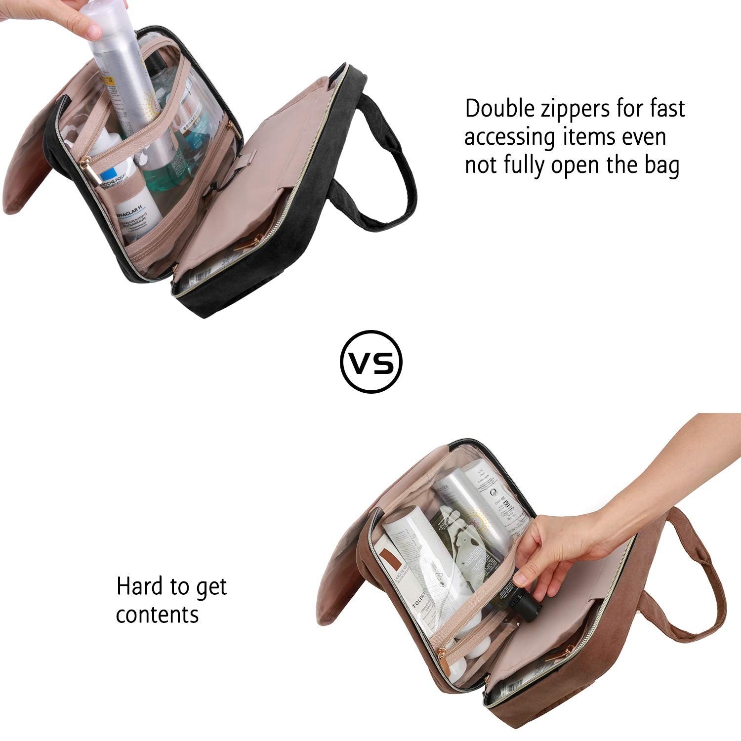 BAGSMART Travel Toiletry Bag Hanging Organizer Water Resistant Cosmetic Bag