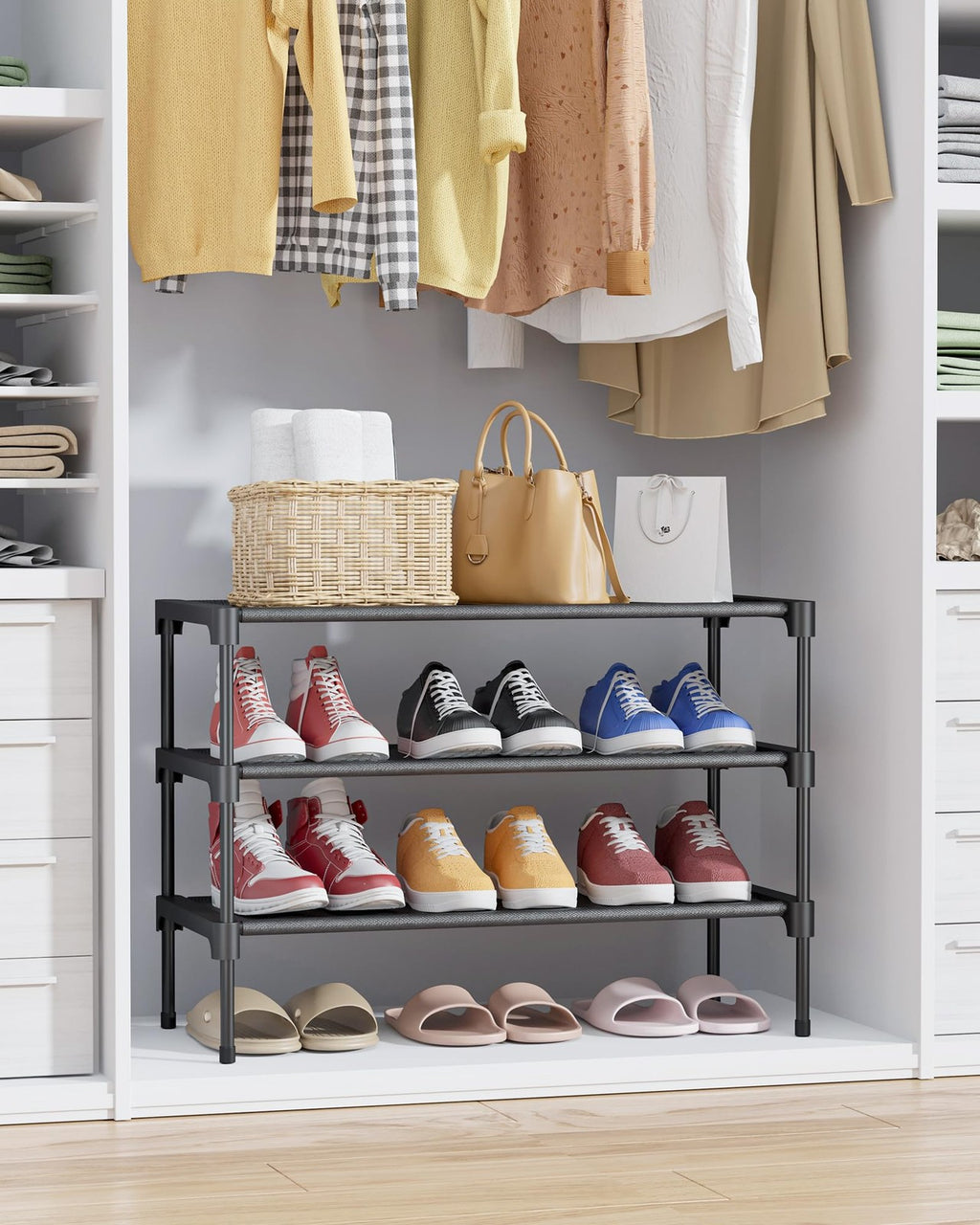 Kitsure Shoe Rack, Non-Woven Shoe Rack Shelf Shoe Organizer for Closet Entryway,