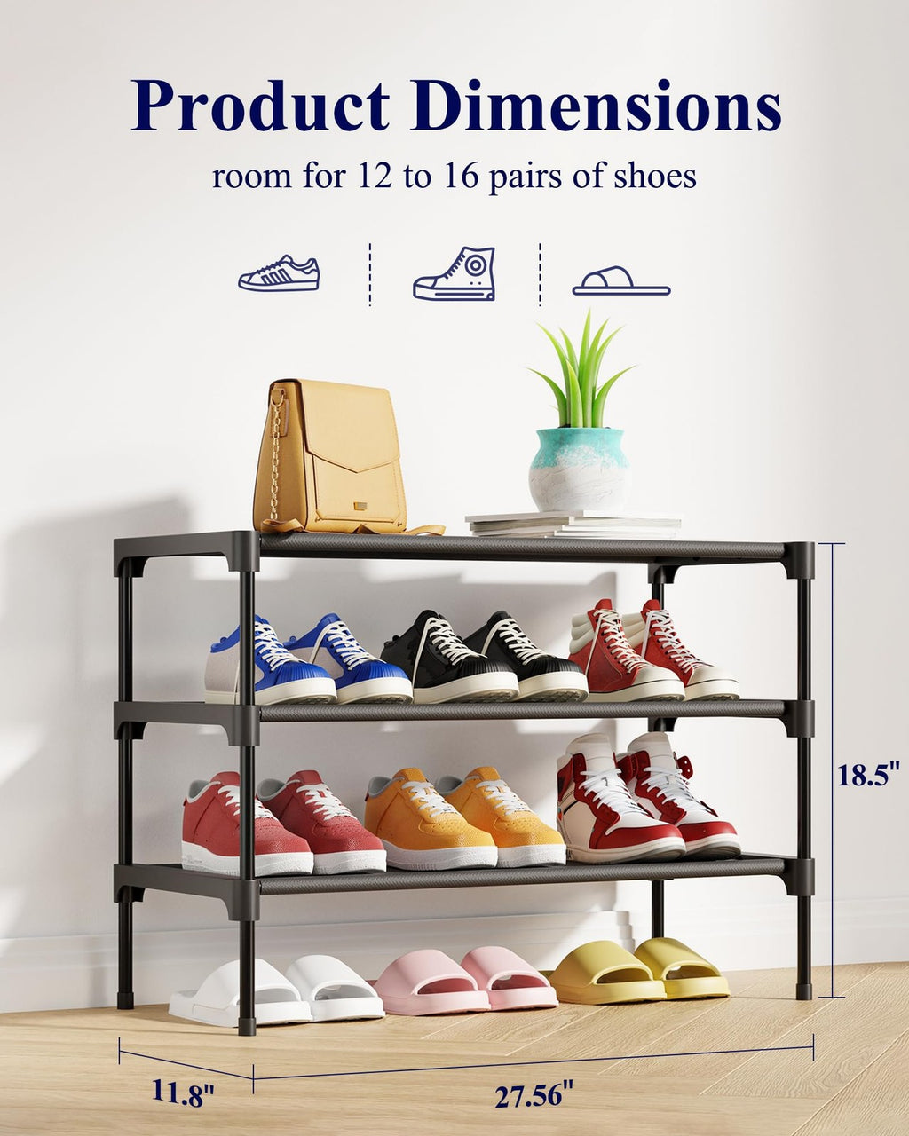 Kitsure Shoe Rack, Non-Woven Shoe Rack Shelf Shoe Organizer for Closet Entryway,