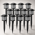 IGALUMI 12 Pack Solar Pathway Lights Outdoor Waterproof Auto On/Off LED Black