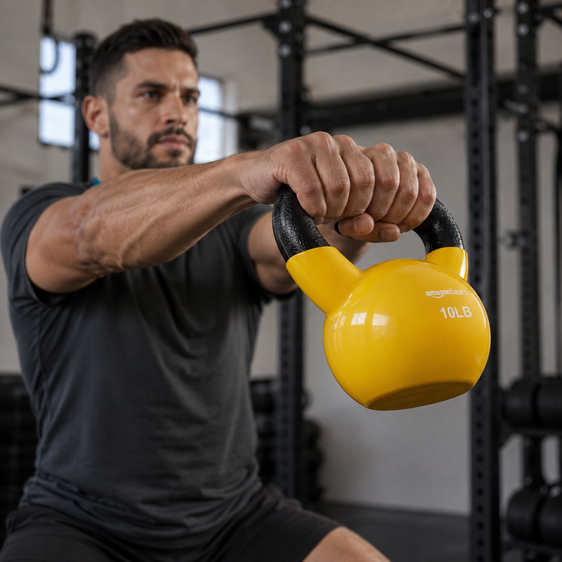 10LB Cast Iron Kettlebell Vinyl Coated Weight for Strength Training