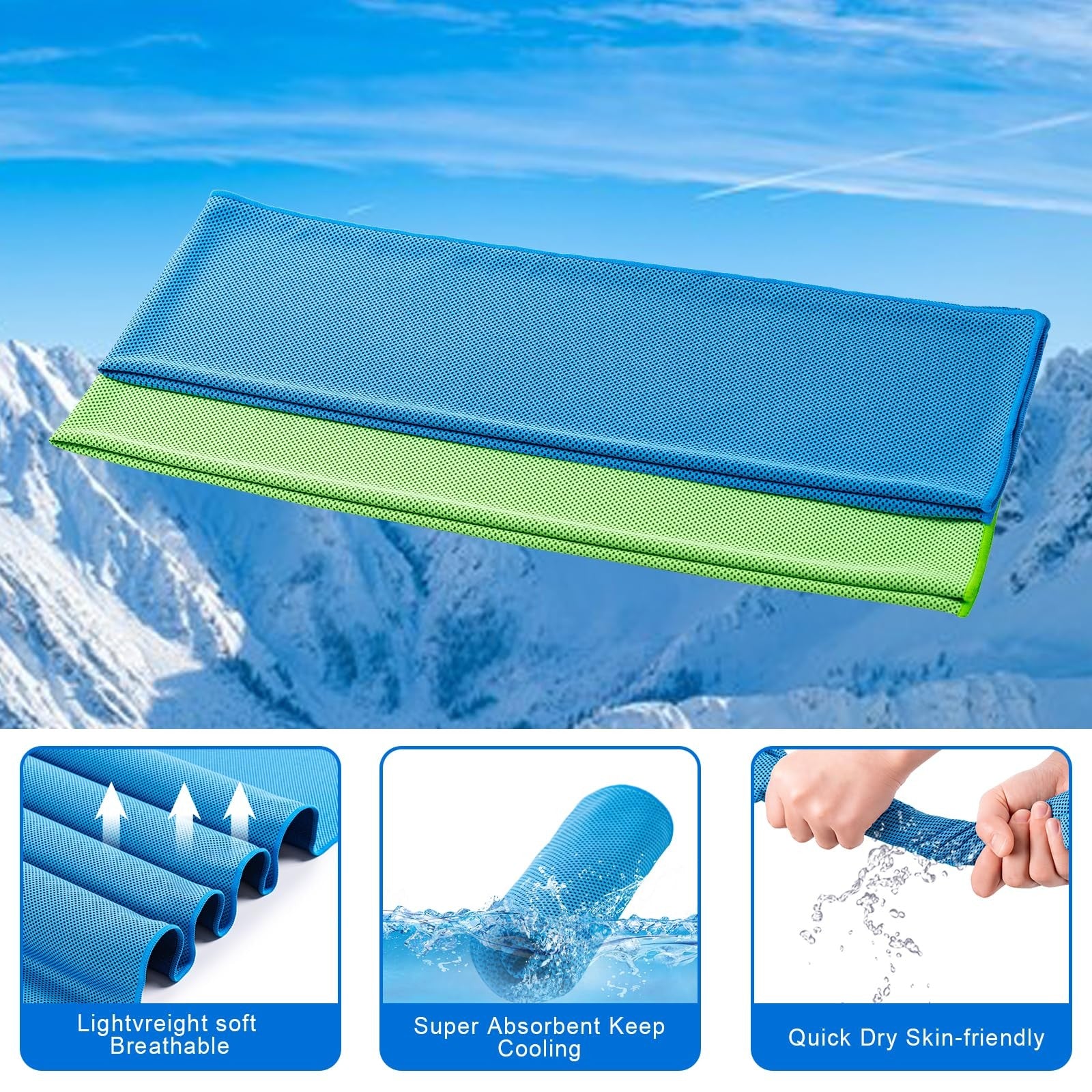 CADONO Cooling Towels 4 Pack Breathable Ice Towel for Gym Sports Heat Relief